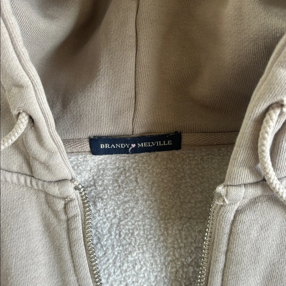 Brandy Melville Beige Hoodie Jacket - Picture 2 of 3